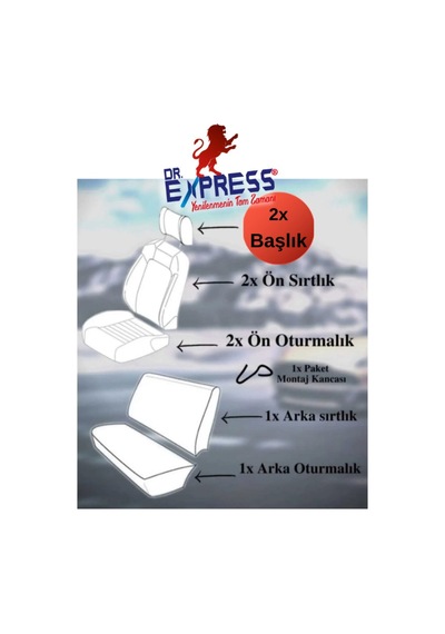 Oto Koltuk Kılıfı Tam Set Üniversal Kırmızı Renk 8 Parça Araba Koltuk Kılıfı