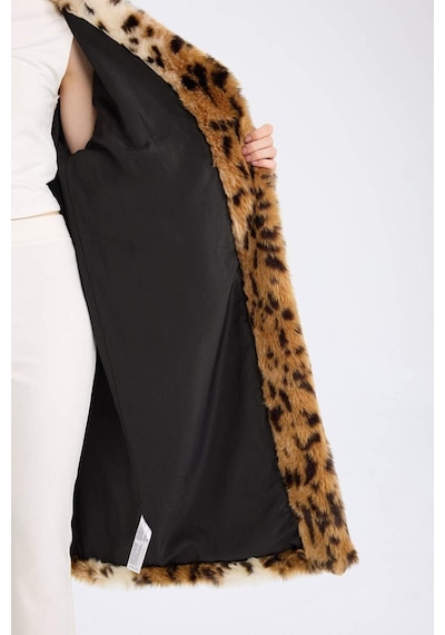 DeFacto Relax Fit Leopar Desenli Ceket Yaka Cepli Uzun Suni Kürk Kaban D4005AX24WNBN561 Kahve DeFacto Relax Fit Leopar Desenli Ceket Yaka Cepli Uzun Suni Kürk Kaban D4005AX24WNBN561 Kahve