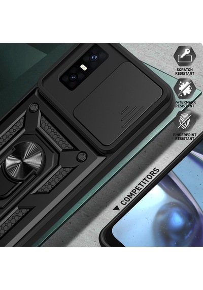 Caseonn Infinix Gt 30 Pro Kılıf Sürgülü Kamera Korumalı Yüzüklü Mıknatıslı Tank Kapak Lacivert