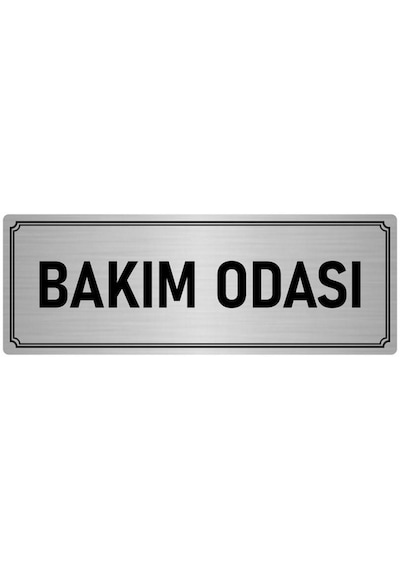 Metal Yönlendirme Levhası, Departman Kapı Isimliği Bakım Odası 7x20 Cm Gümüş Renk