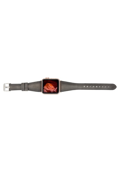 Bloomband Signature Stone Gray Leather Apple Uyumlu Watch Band - 44/45/46/49mm