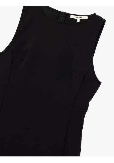 Koton Slim Fit Kolsuz Bisiklet Yaka Mini Elbise Siyah 6wak80004pw Siyah