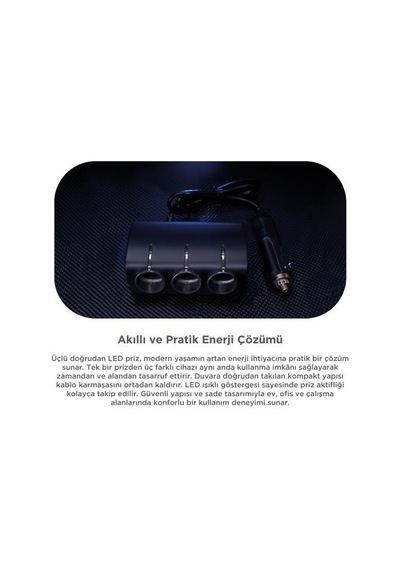 Üçlü Led Soketli Araç Şarj Cihazı 120w - Torıma G24 Siyah