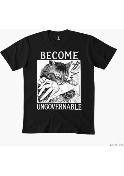 Flood Of Style Become Ungovernable Erkek Kadın Tişörtü %100 Pamuklu Tişörtler Kısa Kollu Üstler 1212-3 Siyah