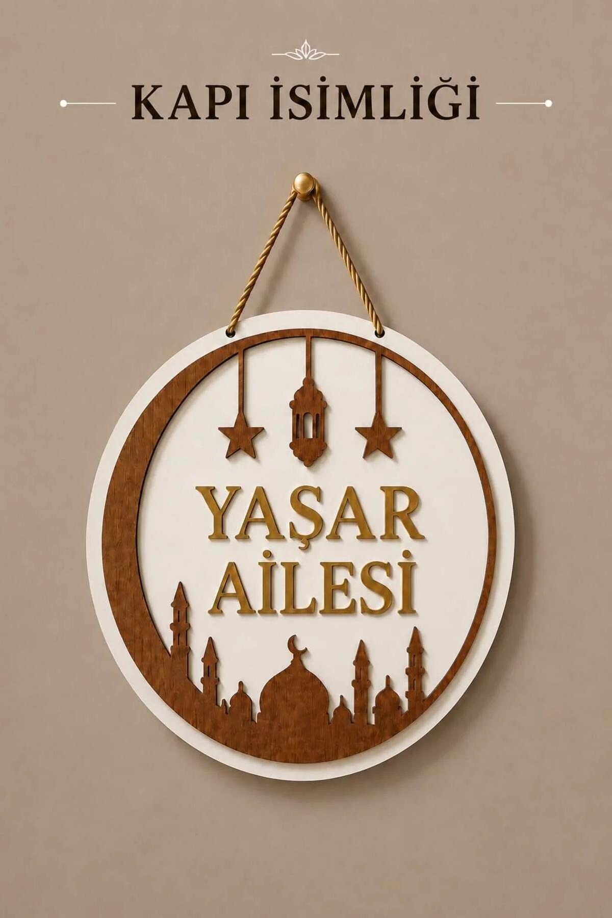 Kişiye Özel Lüks Ahşap Aynalı Gold Dış Kapı Süsü İsimliği Dekoratif Tabela Ev Hediyesi 0