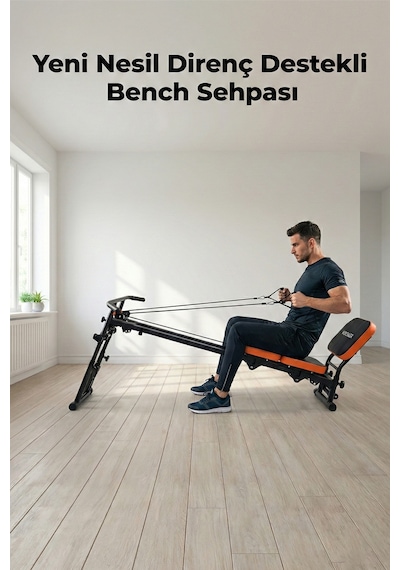 Yeni Nesil Çok Fonksiyonlu Ayarlanabilir Spor Bench Sehpası Direnç Lastikli, Katlanabilir Ve Teker