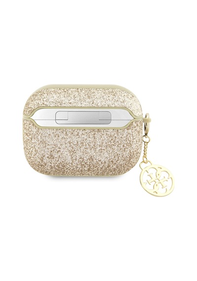 Apple Uyumlu AirPods Pro 2 Kılıf Guess Glitter 4g Charm Exclusive Tasarım Gold
