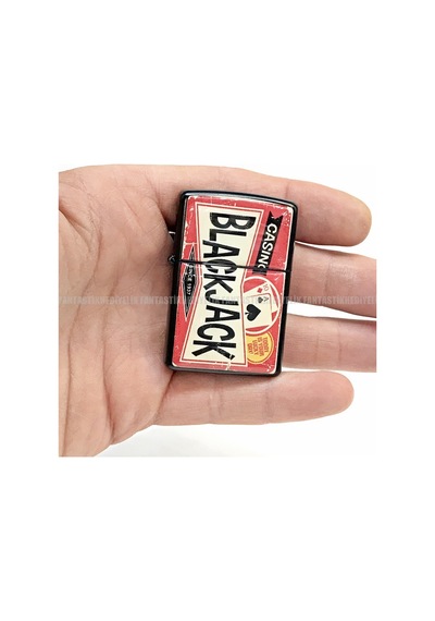 Black Jack Casino Mat Siyah Kapaklı Benzinli Çakmak
