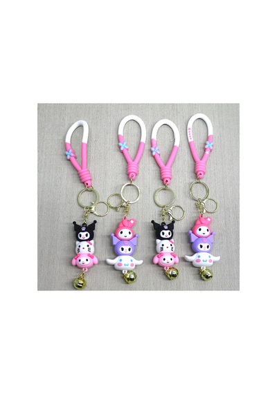 Aksesuar 3 Adet Hello Kitty Silikon Anahtarlık Sevimli Karakter Tasarımlı, Silikon Çanta Aksesuarı, Keychain, Charm Diğer