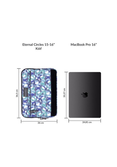 Bloominbag Eternal Circles 15-16 İnç Laptop / Macbook Uyumlu Kılıf Mavi