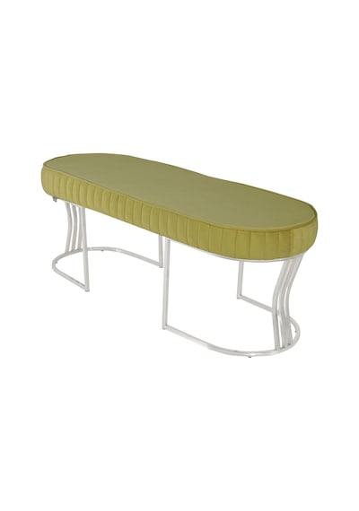 Viego Silver Striped- Hardal Kapitoneli Chester Model Puf & Bench & Koltuk & Uzun Makyaj Puff & Yatak Ucu &önü