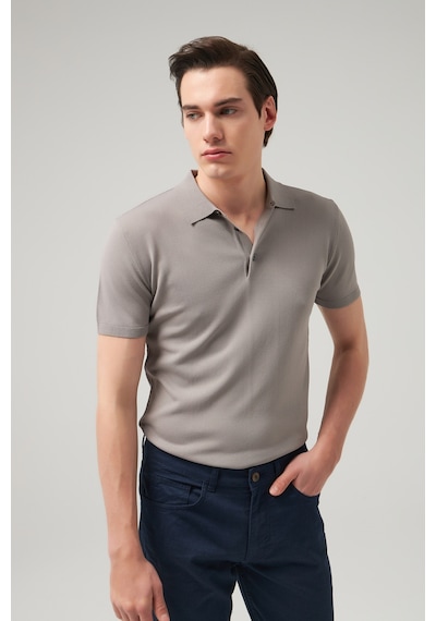 D's Damat Ds Damat Slim Fit Gri Düz Örgü T-Shirt 0Hf069421001M Gri