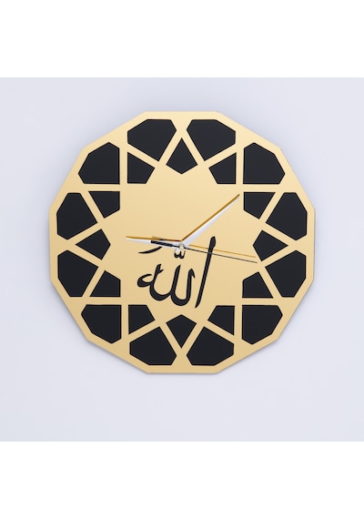 Deepcraft Dekoratif Şeffaf Akrilik Sessiz Akar Duvar Saati Salon,mutfak,ofis Saati -gold Siyah Allah Akrilik