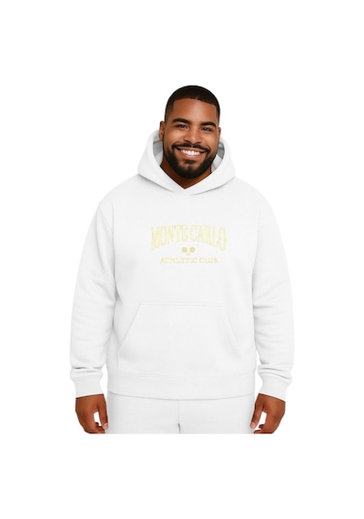 Benroma Monte Carlo Baskılı Büyük Beden Unisex Sweatshırt Beyaz