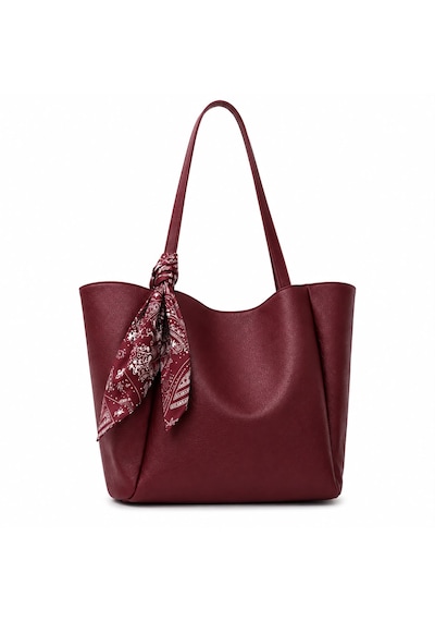Housebags Lumi Kadın Fularlı Fermuarlı El Ve Omuz Çantası Bordo