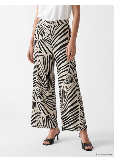 Lcw Everyday Gri Beli Lastikli Zebra Desenli Kadın Pantolon