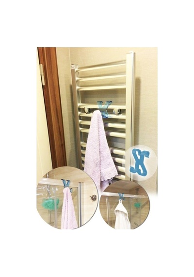 Banyo Havlupan Askılık Geçmeli Banyo Askısı Havlu Duş Askı 4 Adet Mavi
