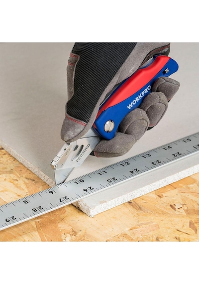 Workpro Wp211006 Ağır Hizmet Paslanmaz Çelik Gövde Katlanır Rötuş Maket Bıçağı + 6 Adet Yedek Bıçak
