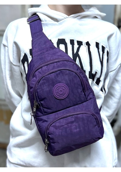 Su Geçirmez Kumaş Mor Unisex Body Bag Çapraz Omuz Çantası Mor