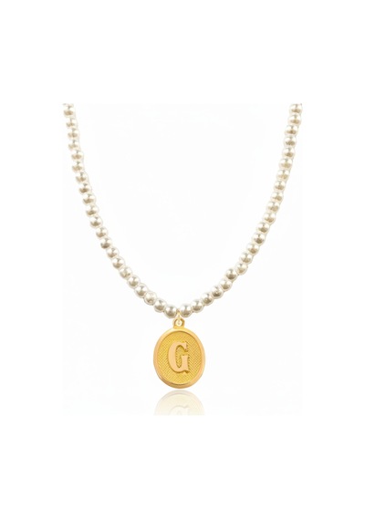 14 Ayar 0.45 Gram G Harfli İncili Kolye Unisex