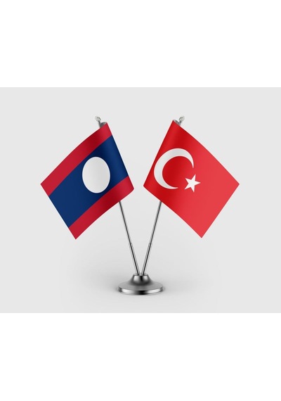 Laos Bayrağı Ve Türkiye Bayrağı İkili Saten Masa Bayrağı Takımı Diğer
