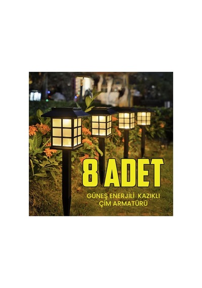 8 Adet Solar Bahçe Aydınlatma Lambası Su Geçirmez Dekoratif Çim Ve Yürüyüş Yolu Işığı Seti Karanlık Diğer