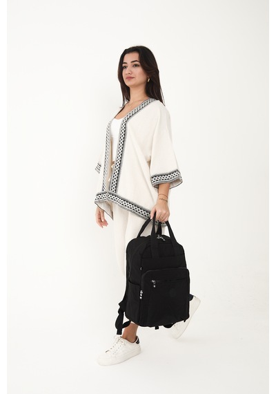 Özer-3064 Sanmorris Suya Dayanıklı Krinkıl Kumaş Sırt Çantası Siyah - Siyah