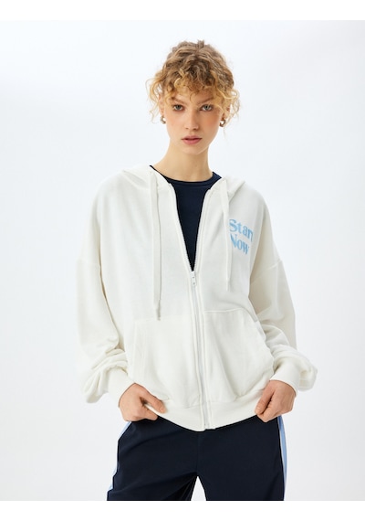 Koton Kapüşonlu Arkası Baskılı Fermuarlı Sweatshirt Ekru 5sal10558ık Ekru Koton Kapüşonlu Arkası Baskılı Fermuarlı Sweatshirt Ekru 5sal10558ık Ekru