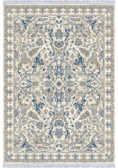Mavi Çerçeveli Dokuma Pamuk Taban Kaymaz Kilim Klm339