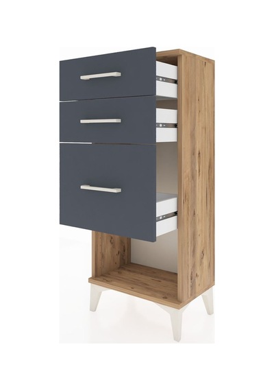 Arges Komodin 3 Çekmeceli 44x30x106 Çam-antrasit Çam