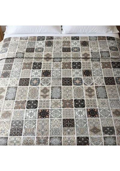 Mulberry Çift Kişilik Pike Yatak Örtüsü%100 Pamuk 220x230 Fayans Açık Indigo