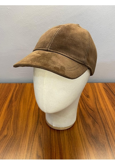 Hamze %100 Süet Deri Erkek Kışlık Cap Şapka Camel