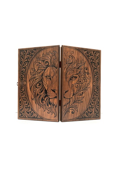 Aslan Motifli Eko Damasız Tavla 50x30x8 Cm