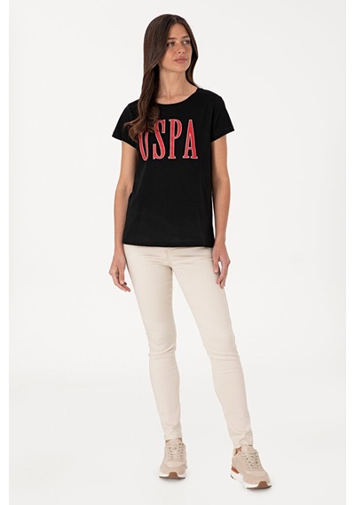 U.S. Polo Assn. Kadın Bisiklet Yaka Tişört 50305842-vr013 Siyah