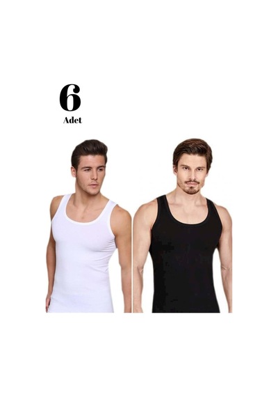 Berrak 6 Adet 1030 Erkek Likralı Atlet - Fanila - Beyaz - L 001