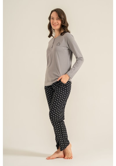 Pierre Cardin Kadın Gri Uzun Kol Pijama Takım Pc9289-s-v2 Pc9289-s-v2