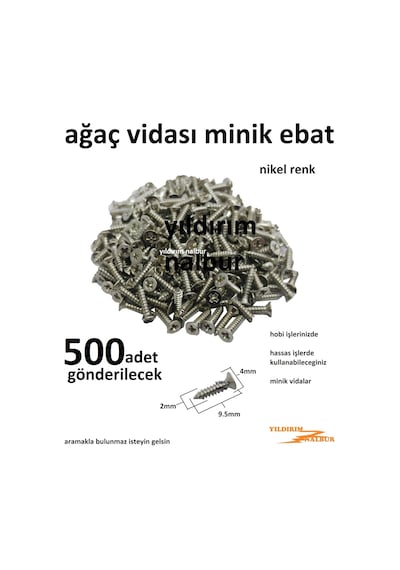 Ağaç Vidası Nikel 500 Adet Renk Hobi Vidası Menteşe Vidası Mini T