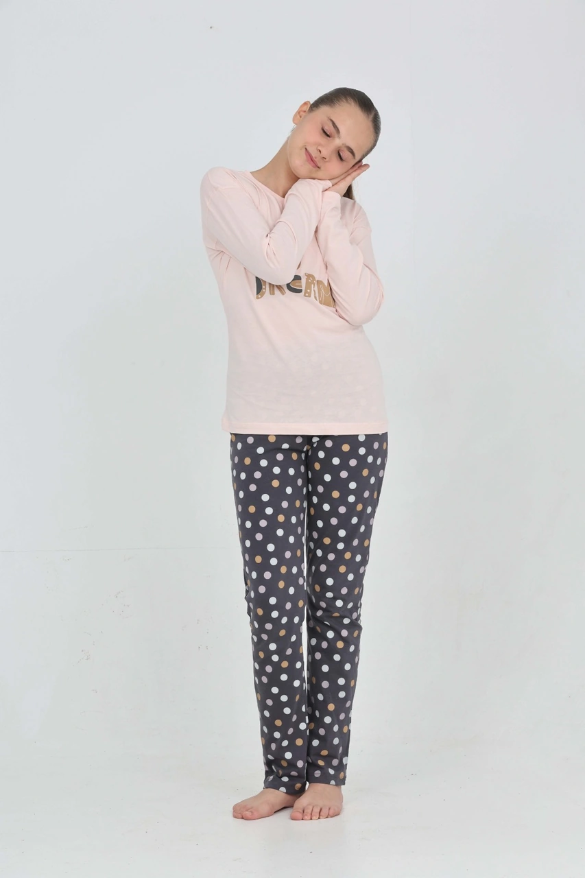 Toontoy Kız Çocuk Big Dream Baskılı Pijama Takım Pudra