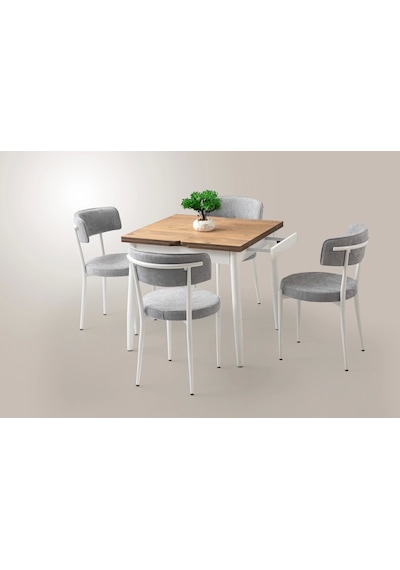 Yanlardan Açılır Büyüyen Yemek Masası Dış Budak 75 x 80 CM Sadece Masa
