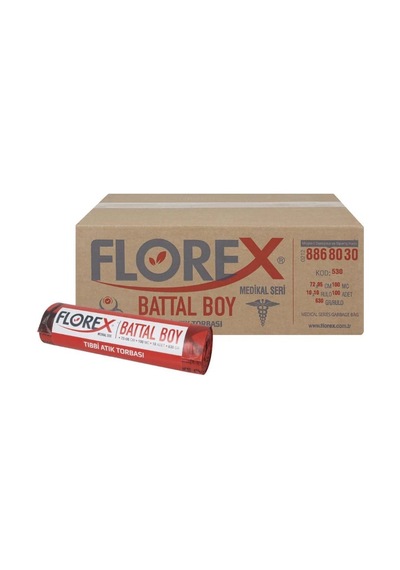 Florex Baskılı Battal Boy Atık Torbası 10 Adet Kırmızı 72 x 95 CM