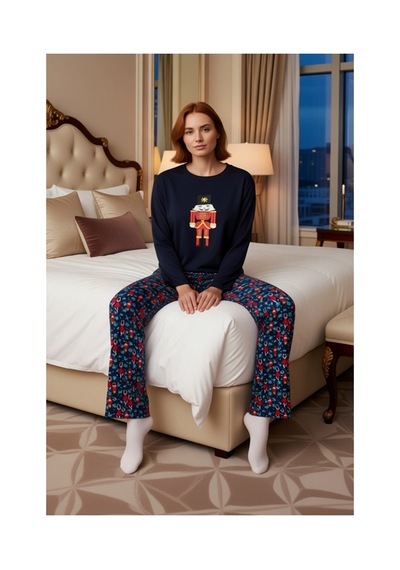Ersefa Kadın Yılbaşı Desenli Uzun Kollu Pijama Takımı Fonksiyonel Dayanı lacivert Ersefa Kadın Yılbaşı Desenli Uzun Kollu Pijama Takımı Fonksiyonel Dayanı lacivert