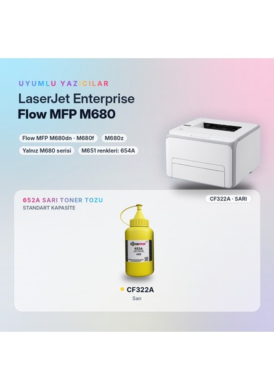 Hp 652a Cf322a Toner Tozu Sarı 450gr / Color Laserjet Enterprise M651 / Flow Mfp M680
