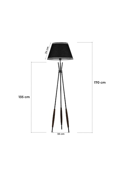 Verona Siyah Başlıklı Metal Lambader Siyah