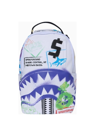 Sprayground Digital Graffiti Shark Sırt Çantası, Şık Ve Fonksiyonel Tasarım Günlük Sırt Çantası Beyaz