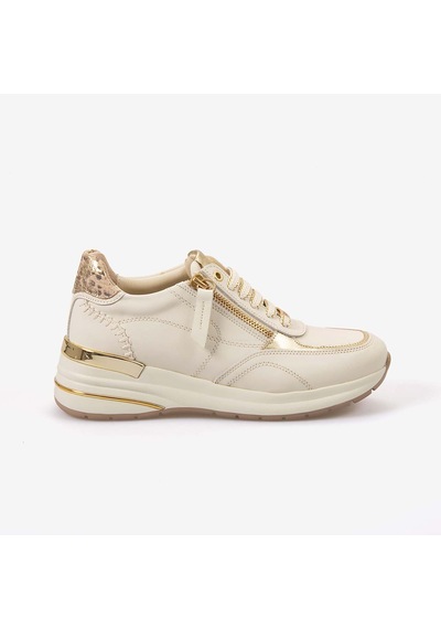 Kemal Tanca Kadın Eva Tabanlı Fermuar Detaylı Bağcıklı Casual Spor & Sneaker Ayakkabı 7015 Krem