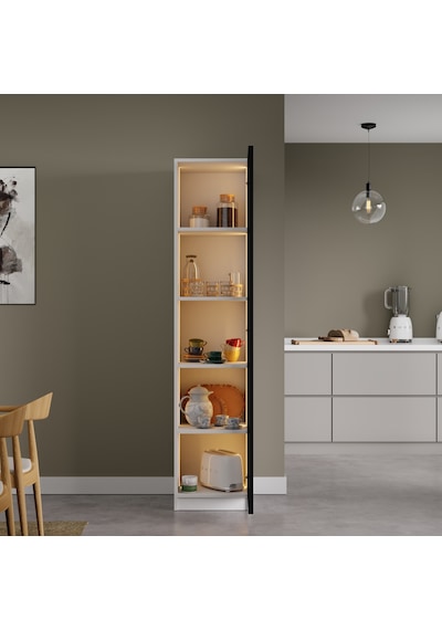 Nero Çok Amaçlı Kiler Dolabı Alüminyum Çerçeveli Cam Kapaklı Led Aydınlatmalı 190x40 Cm Beyaz Nero Çok Amaçlı Kiler Dolabı Alüminyum Çerçeveli Cam Kapaklı Led Aydınlatmalı 190x40 Cm Beyaz
