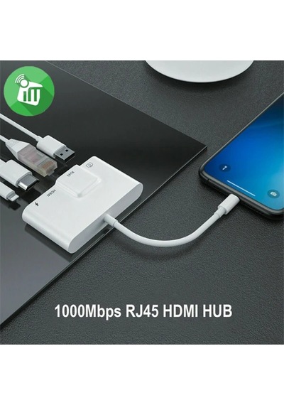 Ally iPhone Uyumlu 3in1 Lightning Hdmı Rj45 Otg Digital Av Adaptör Hub- 5775