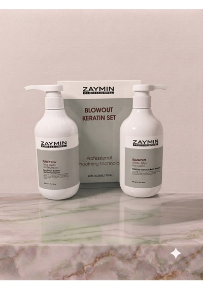 Zaymın Blowout Düzleştirici Keratin Saç Kremi 500 ML + Zaymın Purifying Saç Bakım Şampuanı 500 ML