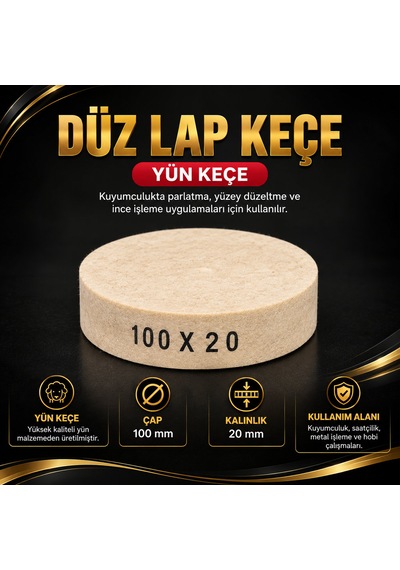 Düz Lap Keçe - Dıç Çap 100 Mm 000 Açık Krem