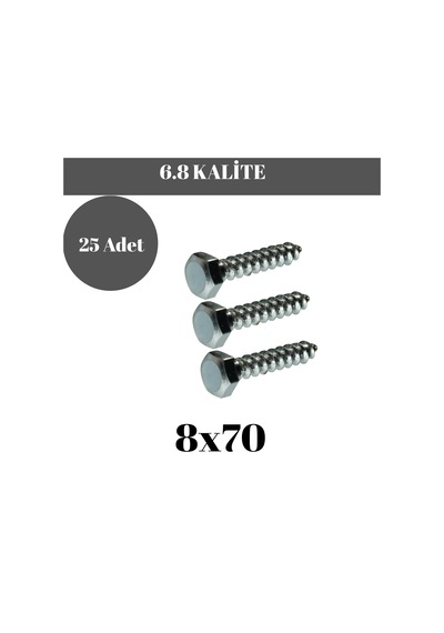 Trifon Vida 8x70 Mm Altı Köşe Anahtar Başlı Vida 25'li Paket 8 x 70 MM